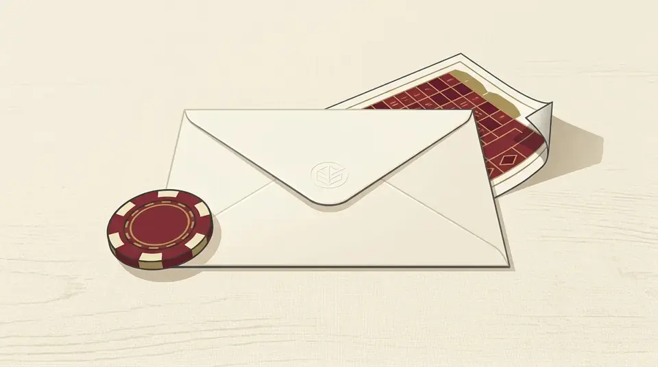 Contact illustration with envelope and roulette chip