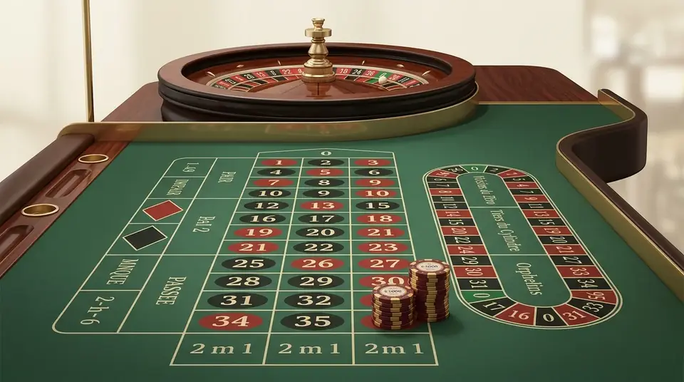 French roulette wheel with French table layout and call bet racetrack