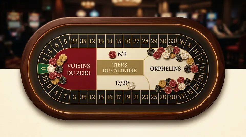 Roulette picture bets cheat sheet with neighbour bets and sector bets