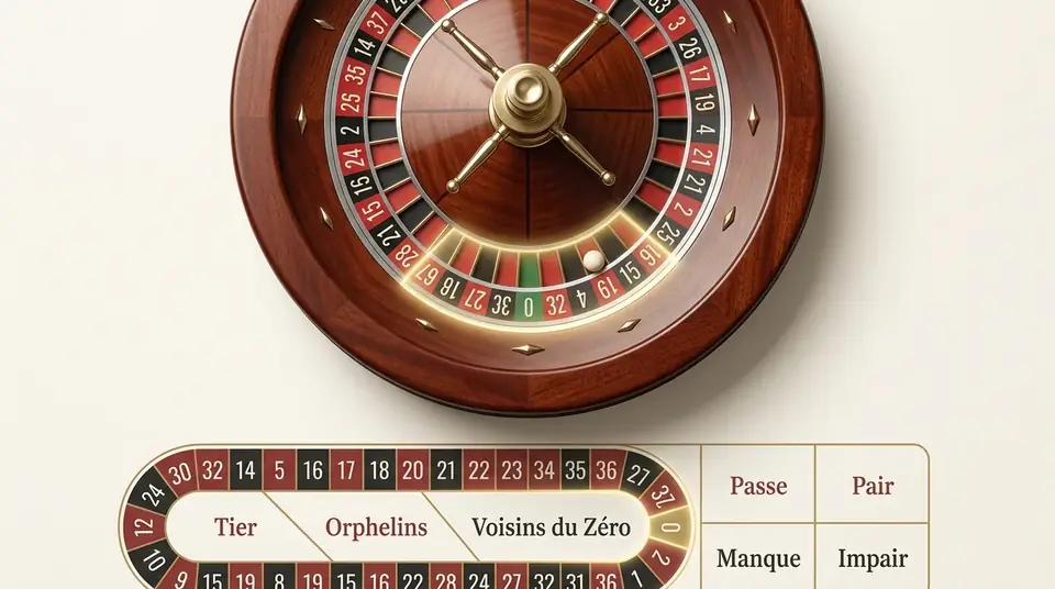 Jeu Zero seven-number sector around the zero pocket on a French wheel