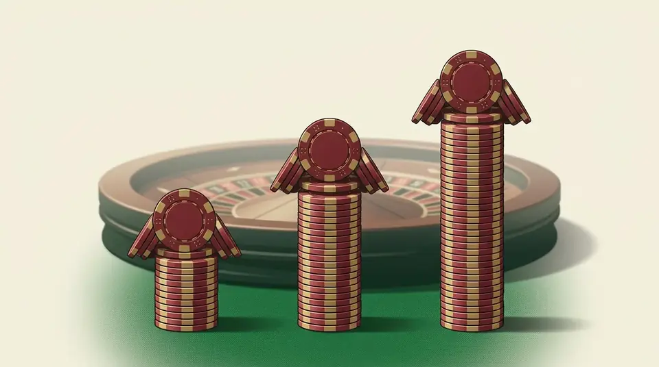 Reverse Martingale progression chart for roulette