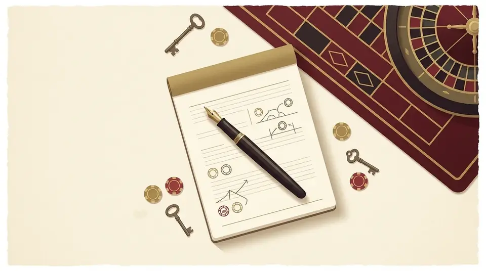 Terms and conditions notepad on a roulette table layout